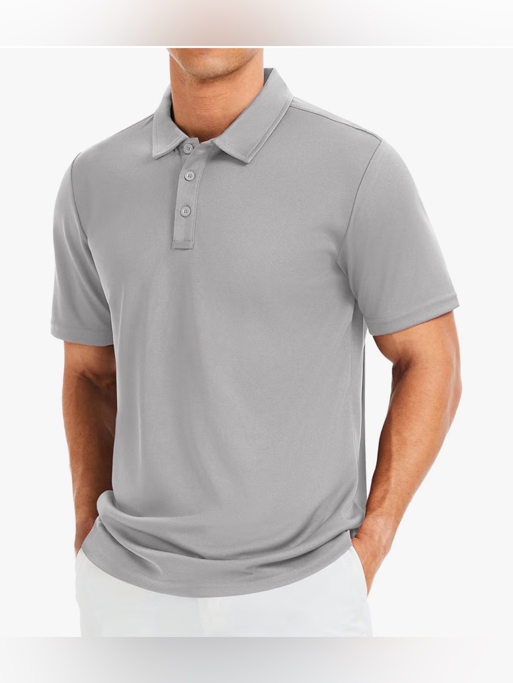 Men’s Performance Polo Shirt Gray XL – Golf Dry Fit Short Sleeve